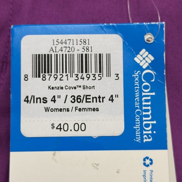 Columbia NWT Purple Modern Classic Easy Fit Kenzie Cove 4” Shorts Size 4 - Picture 4 of 7